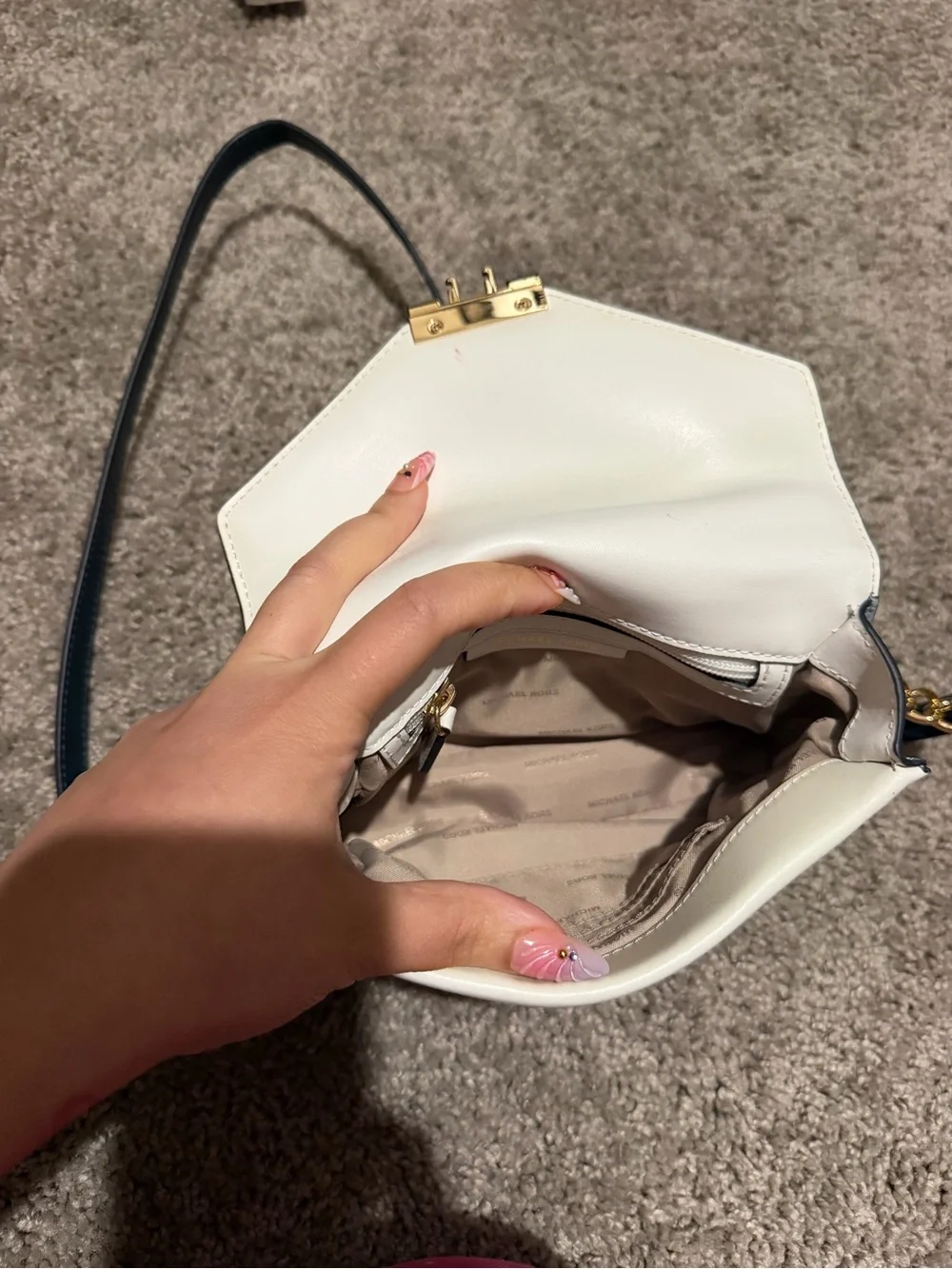 Michael Kors 🔥 Plaid Top-Handle Bag in Light Blue and Black